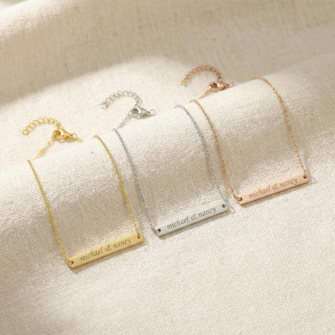 14K Gold Bar Name Bracelet - 3.5-10 in M.0058