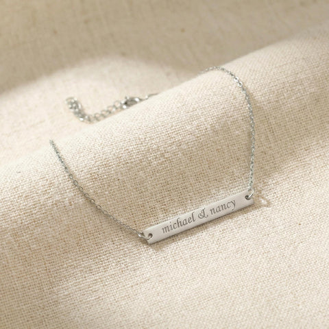 14K Gold Bar Name Bracelet - 3.5-10 in M.0058