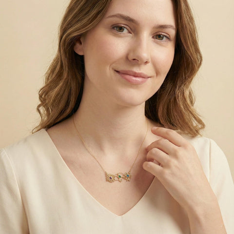 14K Dainty Gold Birth Flower Necklace - 12-24 in M.0605