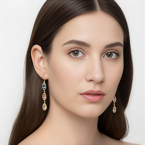 14K Gold Marquise Drop Birthstone Earrings - M.0604