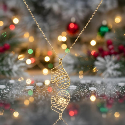 14K Gold Winter Glove Necklace - 12-24 in M.0584