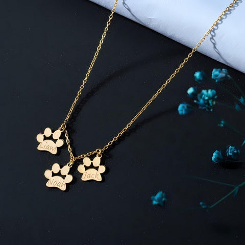 14K Gold Paw Name Necklace - 12-24 in M.0271