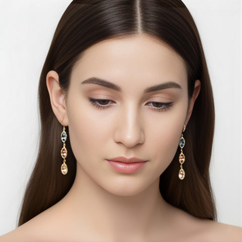 14K Gold Marquise Drop Birthstone Earrings - M.0604