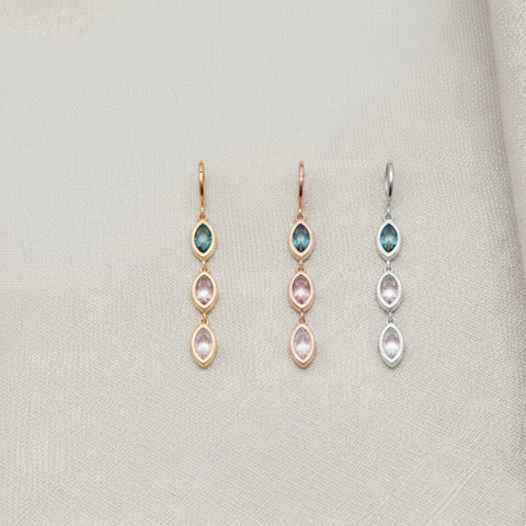 14K Gold Marquise Drop Birthstone Earrings - M.0604