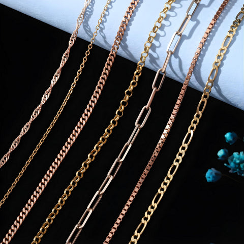 14K Gold Cube Chain Necklace - 12-24 in M.0265