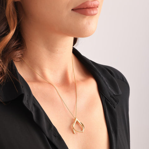 14K Gold Ring Holder Necklace Wishbone - 12-24 in M.0183