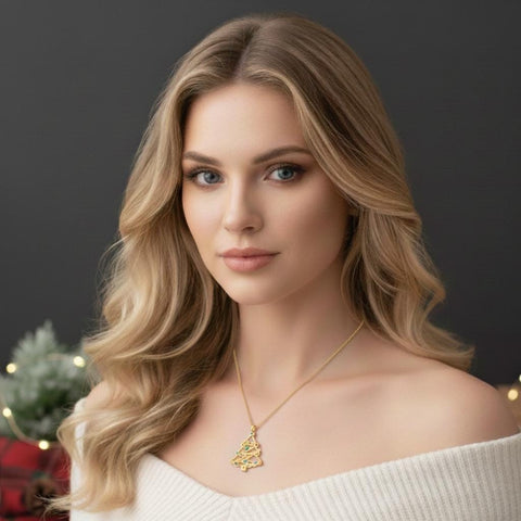 14K Gold Christmas Tree Name Necklace - 12-24 in M.0597