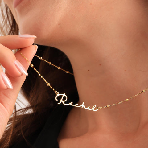 14K Gold Name Necklace with Birthstone - 12-24 in M.0027
