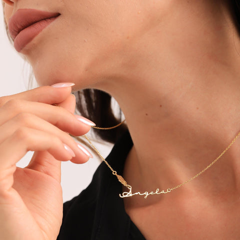 14K Gold Name Necklace with Birth Flower - 12-24 in M.0269