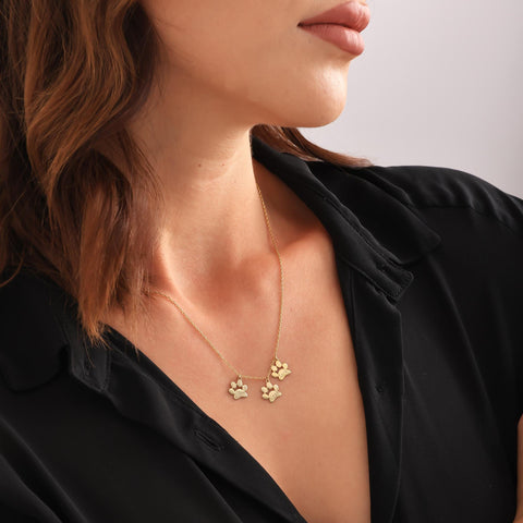 14K Gold Paw Name Necklace - 12-24 in M.0271
