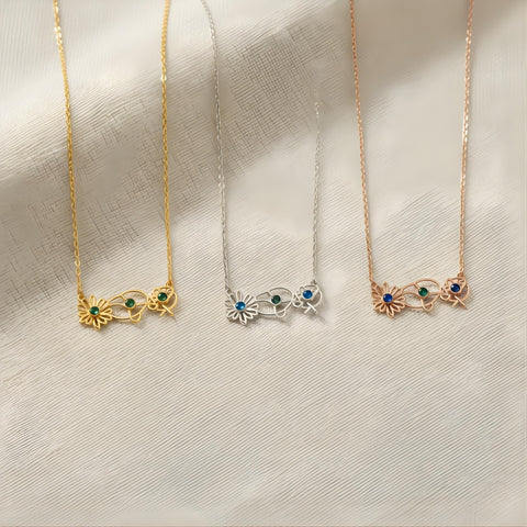 14K Dainty Gold Birth Flower Necklace - 12-24 in M.0605