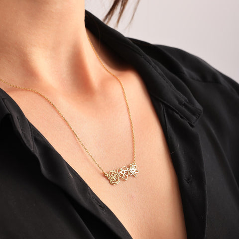 14K Gold Birth Flower Necklace - 12-24 in M.0041