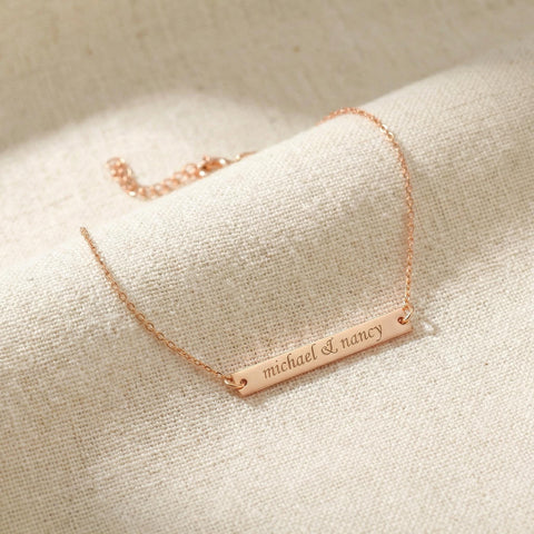 14K Gold Bar Name Bracelet - 3.5-10 in M.0058
