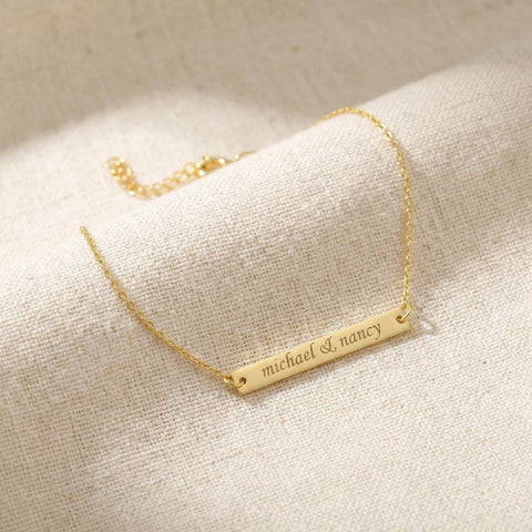 14K Gold Bar Name Bracelet - 3.5-10 in M.0058