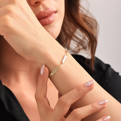 14K Gold Mini Bar Name Bracelet - 3.5-10 in M.0057