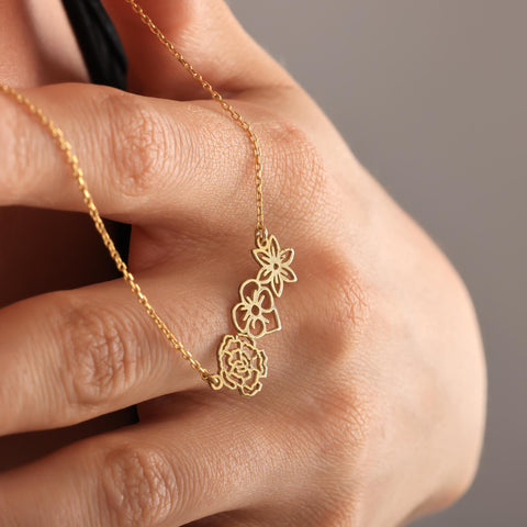 14K Gold Birth Flower Necklace - 12-24 in M.0041