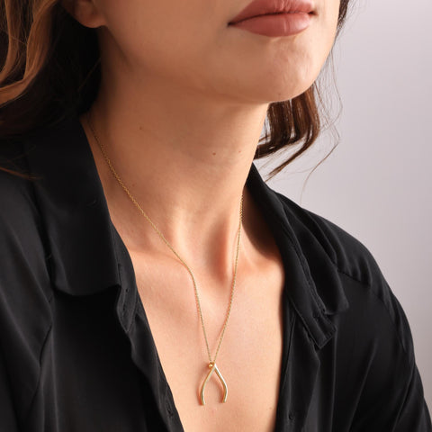 14K Gold Ring Holder Necklace Wishbone - 12-24 in M.0183