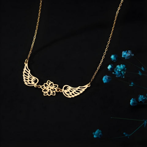 14K Gold Angel Wings with Birthflower - 12-24 in M.0273