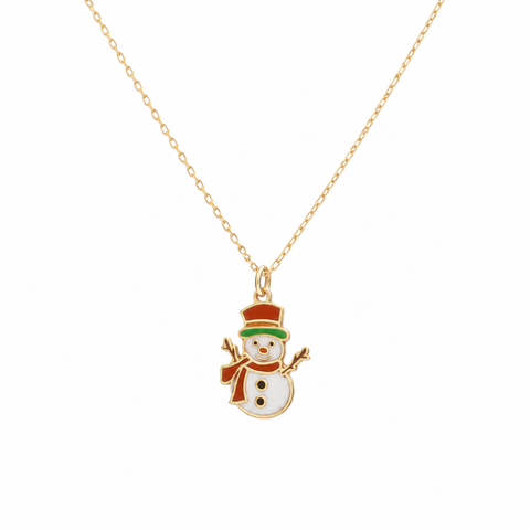 14K Gold Plated Snowman Necklace - 12-24 in M.0586