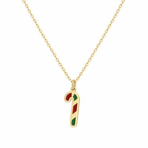 14K Gold Plated Candy Cane Necklace - 12-24 in M.0588