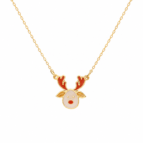 14K Gold Plated Rudolph Reindeer Necklace - 12-24 in M.0589