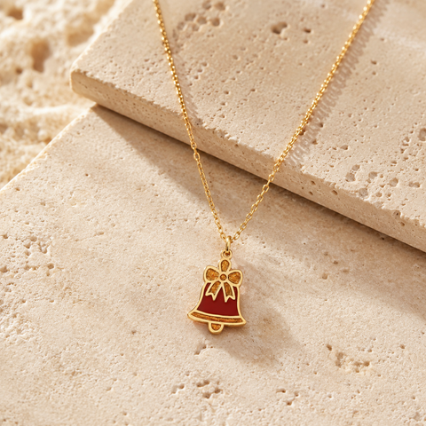 14K Gold Plated Christmas Bell Necklace - 12-24 in M.0590