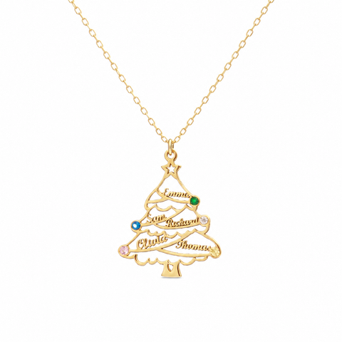 14K Gold Plated Christmas Tree Name Necklace - 12-24 in M.0597
