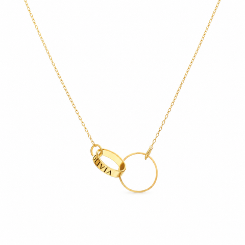 14K Gold Plated Circle Name Necklace - 12-24 in M.0609