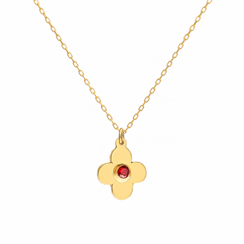 14K Gold Plated Birthstone Clover Necklace - 12-24 in M.0610
