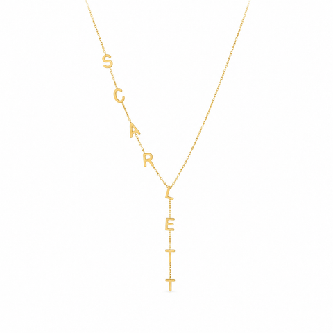 14K Gold Plated Initial Side Necklace - 12-24 in M.0659