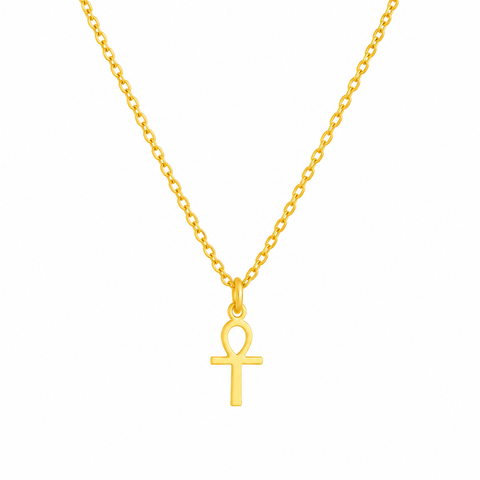 14K Gold Plated Egyptian Cross Necklace - 12-24 in M.0445