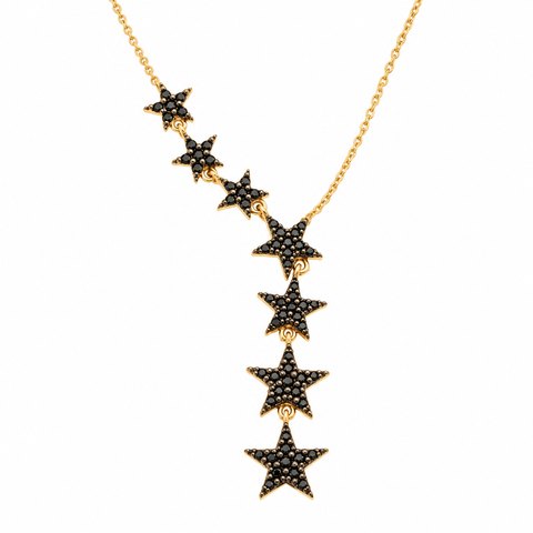 14K Gold Plated Sequential Star Necklace - 12-24 in M.0366