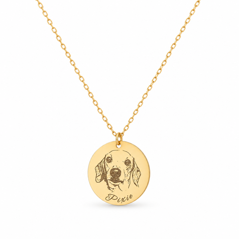 14K Gold Plated Pet Photo and Name Necklace - 12-24 in M.0047