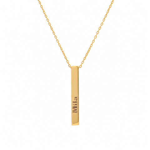 14K Gold Plated 3D Bar Necklace - 12-24 in M.0199