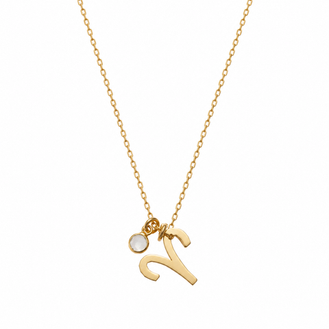 14K Gold Plated Birthstone Zodiac Necklace - 12-24 in M.0213