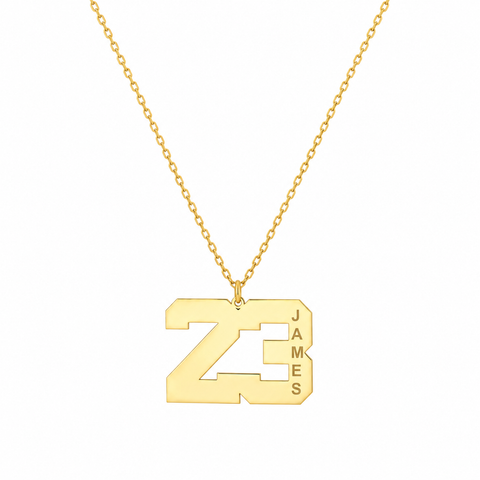 14K Gold Plated Name Number Necklace - 12-24 in M.0255