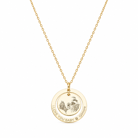 14K Gold Picture Engraved Pet Necklace - 12-24 in M.0456