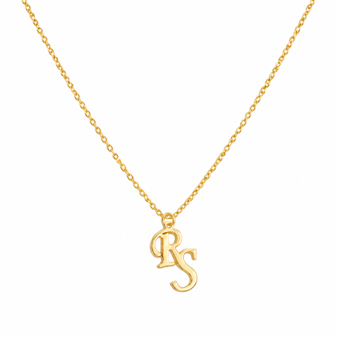 14K Gold Plated Interlock Two Initial Necklace - 12-24 in M.0764