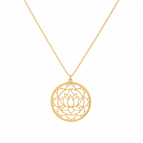 14K Gold Plated Lotus Flower Necklace - 12-24 in M.0248