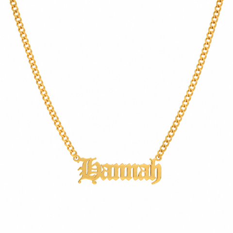 14K Gold Old English Name Necklace - 12-24 in M.0318