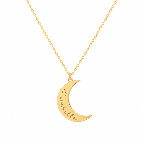 14K Gold Plated Custom Moon Necklace - 12-24 in M.0332