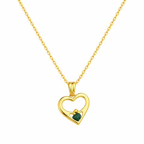 14K Gold Plated Heart with Crown Birthstone Necklace - 12-24 in M.0335