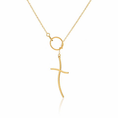 14K Gold Plated Cross Necklace with Ring - 12-24 in M.0339