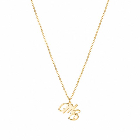 14K Gold Plated Two Initials Necklace - 12-24 in M.0621