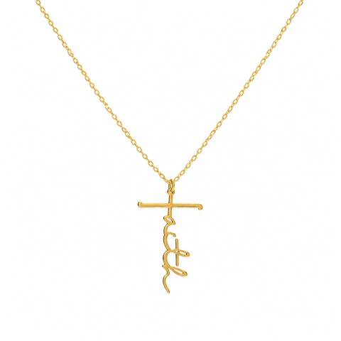 14K Gold Plated Vertical Faith Cross Necklace - 12-24 in M.0015