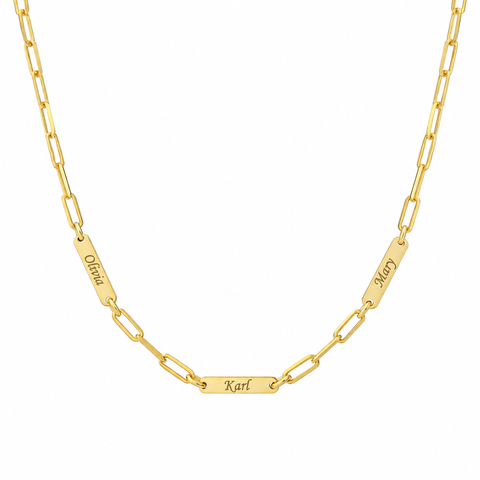 14K Gold Plated Mini Bar Name Necklace - 12-24 in M.0020