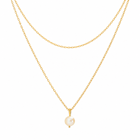 14K Gold Plated Pearl Necklace - 12-24 in M.0022