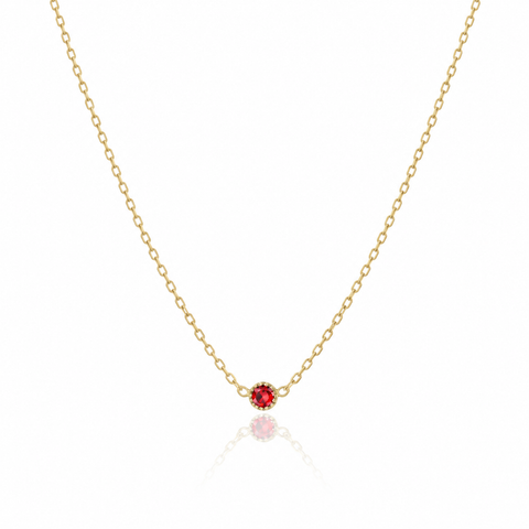 14K Gold Plated Family Birthstone Necklace - 12-24 in M.0031