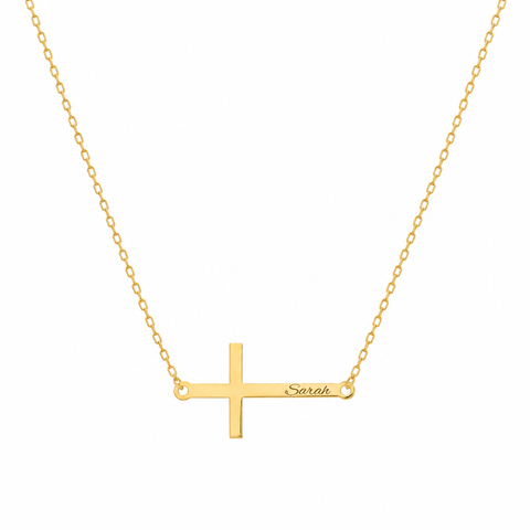 14K Gold Plated Cross Name Necklace - 12-24 in M.0033