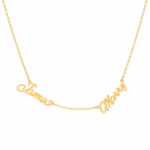 14K Gold Plated Two Name Necklace - 12-24 in M.0051